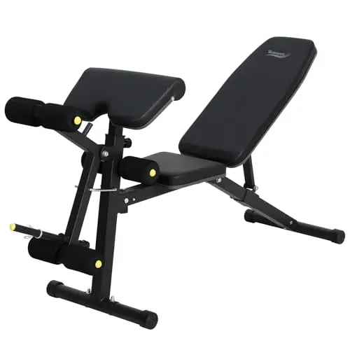 Banco Musculación Multifuncional con Respaldo Reclinable de 6 Posiciones, Banco De Pesas con cojín de predicador, Banco Pesas Plegable con extensión de piernas, Banco Abdominales,Banco Plano