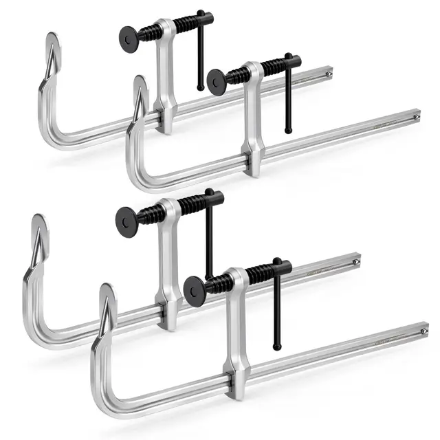 KRETLAW Juego de 4 sargentos tipo F de apriete, 300 mm, acero forjado, fuerza de sujeción 204 kg, sargentos carpintero ideales para soldadura y trabajos de carpintería