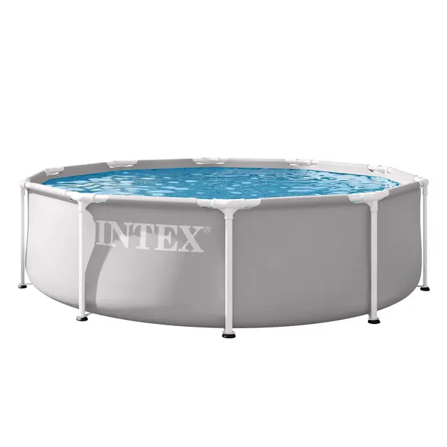 Intex - Piscina Desmontable, Gris, D305x76 cm, Capacidad para 4.485 litros, Estructura metálica, Ideal 4 Personas, Montaje 30 Minutos, Conexiones depuradora Ø32 mm (56078)