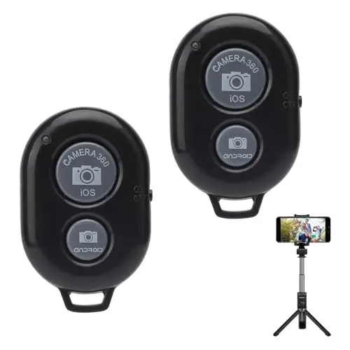 2 mandos a distancia Bluetooth, disparador y remoto para cámara y teléfono móvil, control remoto Bluetooth universal para selfies y cámaras de teléfono