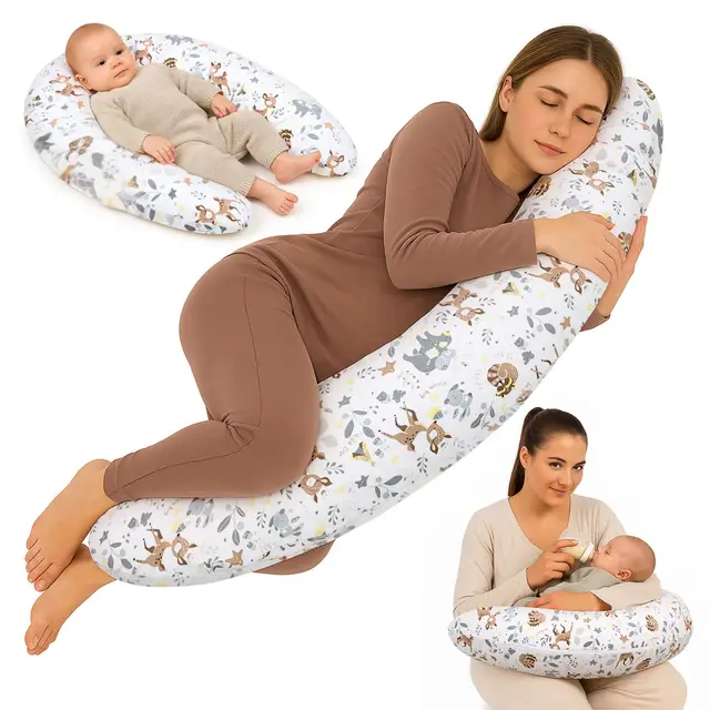 Totsy Baby Cojin Lactancia y Embarazo 190cm – Almohada para Dormir de Lado Descanso y relajación Ideal para futuras mamás Forma en C Oeko-Tex