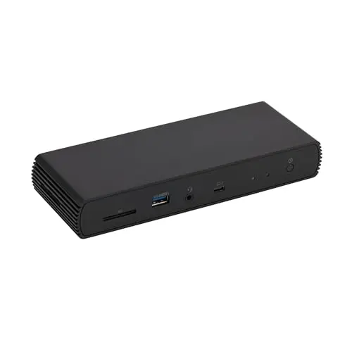 Amazon Basics Estación de Acoplamiento Compatible con Thunderbolt 4/USB4 Pro, 2 TBT4, 1 HDMI 2.1, 3 USB A 3.1, RJ45, Pantalla Dual, Negro, 19,96 x 7,5 x 3,12 cm