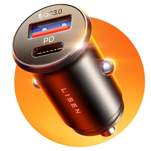 LISEN Cargador Coche Mechero Carga Rapida USB C 69W, Flash del Dia Accesorios Electrónicos Coche Camper para iPhone 17 16 Xiaomi Samsung S26 BMW, Metal Mechero Móvil Coche 12/24V Gadgets Tecnologicos