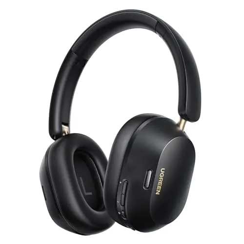 UGREEN HiTune Max5c Auriculares Bluetooth Over-Ear Cascos Cancelación de Ruido Adaptativa 43dB Bluetooth 5.4 Sonido Espacial Hi-Res LDAC EQ en la App 75h Ajuste Cómodo Conexión Dual Negro | Cancelación activa de ruido adaptativa