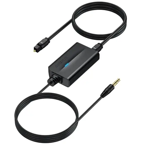 AUTOUTLET 192kHz Convertidor DAC SPDIF a AUX Convertidor de Audio Digital a Analógico Toslink Óptico a Audio 3,5mm para Tele HDTV DVD Blu-ray Consoles