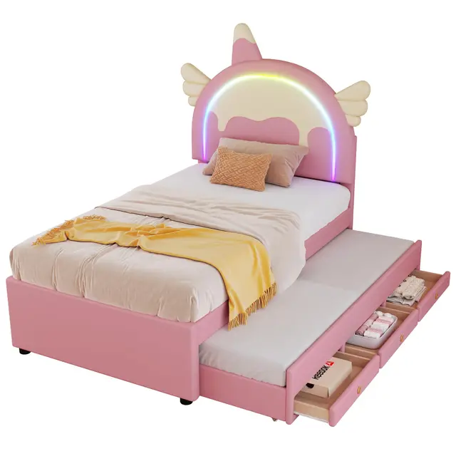 azkoeesy cama nido unicornio led 3