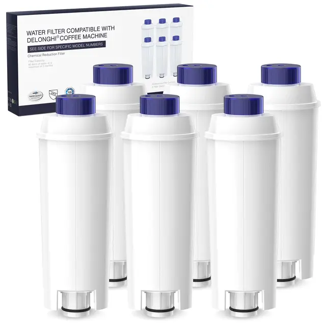 Filtro de Agua Para Cafetera Automática, Filtro Cafetera Delonghi Magnifica s Dinamica, ECAM, ETAM, ESAM, BCO, EC Séries, Filtro Delonghi DLSC002(6 unidades)