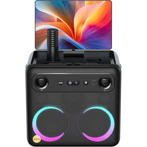 Karaoke Profesional para Adultos con 2 Micrófonos Inalámbricos, Sistema Karaoke para TV con Preamplificador de Micrófono, Bluetooth Portátil para Fiesta(Break X2)