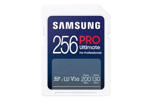 Samsung PRO Ultimate Tarjeta de Memoria SD, 256 GB, Lectura 200 MB/s, Escritura 130 MB/s, UHS-I, C10, U3, V30, 4K UHD, Para Smartphone, Dron o Cámara de Acción (MB-SY256S)