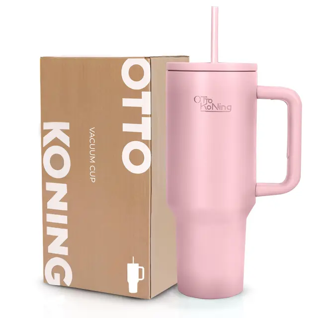 Otto Koning Vaso Térmico 1,2L (40oz) – Termo Café para Llevar Acero Inoxidable Doble Pared – Mantiene Frío 16h y Calor 12h – Botella Agua Sin BPA con Pajita y Asa Ergonómica para Coche y Oficina