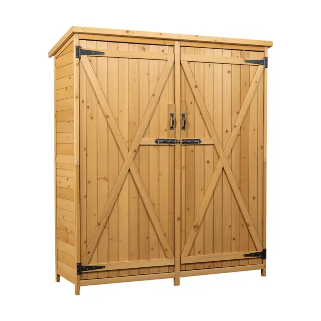 Armario de jardín con 2 Puertas 1350x500x1540mm cobertizo, caseta Madera de pícea con Techo de betún