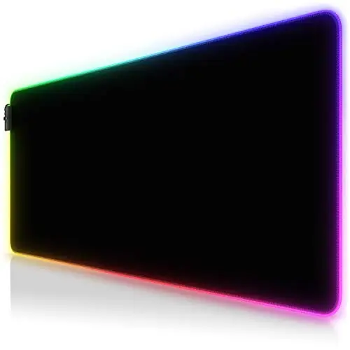 Titanwolf - Alfombrilla para ratón Gaming RGB - Mouse Pad 900 x 400 mm - LED Multicolor 7 Colores - 4 modos de efectos - Mejora precisión y velocidad - Superficie inferior de goma – Motivo Total Black