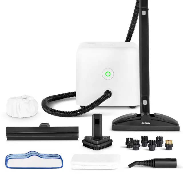 Dupray Neat Limpiador a Vapor. Potente limpiador de vapor multifunción para el hogar: suelos, baldosas, juntas, colchones, muebles, ventanas, coche y más (17 Piezas con Neat)