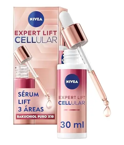 NIVEA Cellular Expert Lift - Sérum Lift 3 Áreas - Sérum Antiedad - x10 Bakuchiol Puro Altamente Concentrado - Antiarrugas para Rostro, Cuello, Escote - Reafirmante - Todo Tipo de Piel y Madura - 30 ml