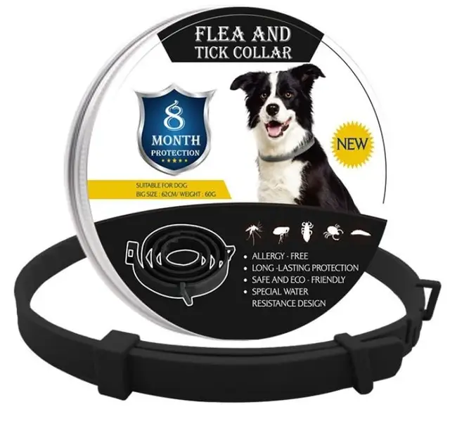 Collar Antiparasitario para Perros - Protección de Alta Eficacia contra Pulgas, Garrapatas y Mosquitos - Ajustable, Impermeable y de Larga Duración - Color Negro