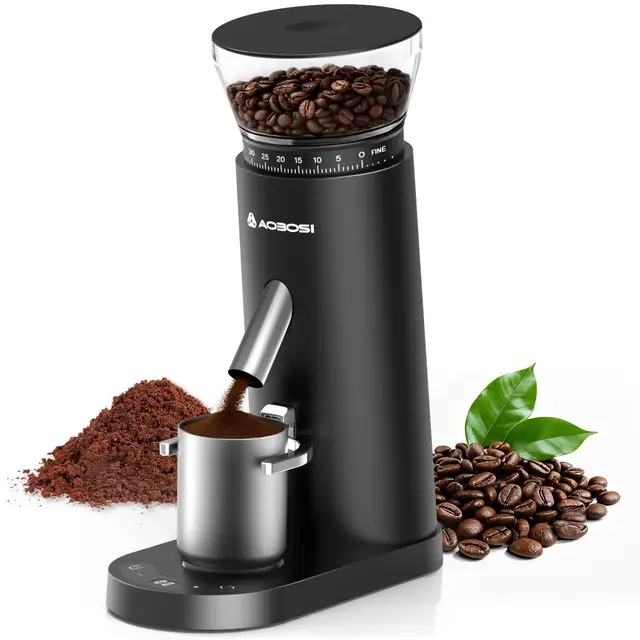 AAOBOSI Molinillo Café Eléctrico, Máquina de Café Portátil 110W, Batería 2600mAh, Máquina de Café con 60 Niveles de Molienda Personalizados, Incluye Portafiltro para Máquinas de Café Espresso