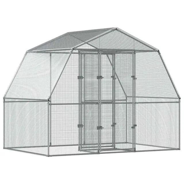 vidaXL Jaula para pájaros con Puerta Acero galvanizado Plateado, pajarera de Exterior, Jaula para Palomas, Jaula Grande para Loros