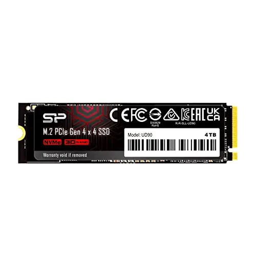Silicon Power 4TB UD90 NVMe 4.0 Gen4 PCIe M.2 SSD R/W hasta 5000/4500 MB/s (SP04KGBP44UD9005)